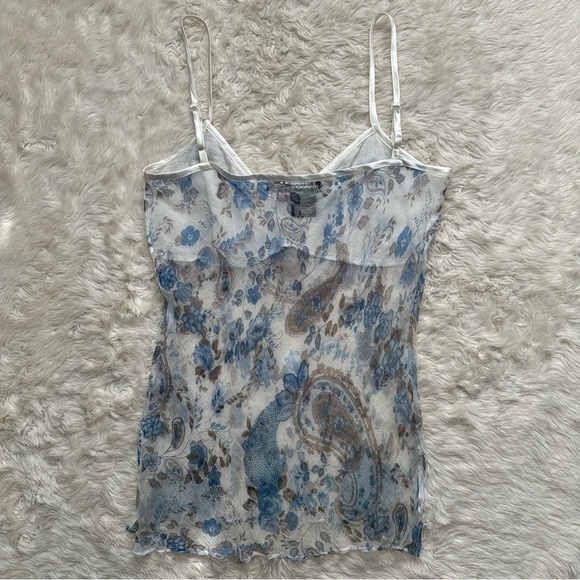 Vintage Rampage Tank Top Cami Sheer Crinkle Vintage Y2K 90s Floral Paisley Sz L - Picture 2 of 10